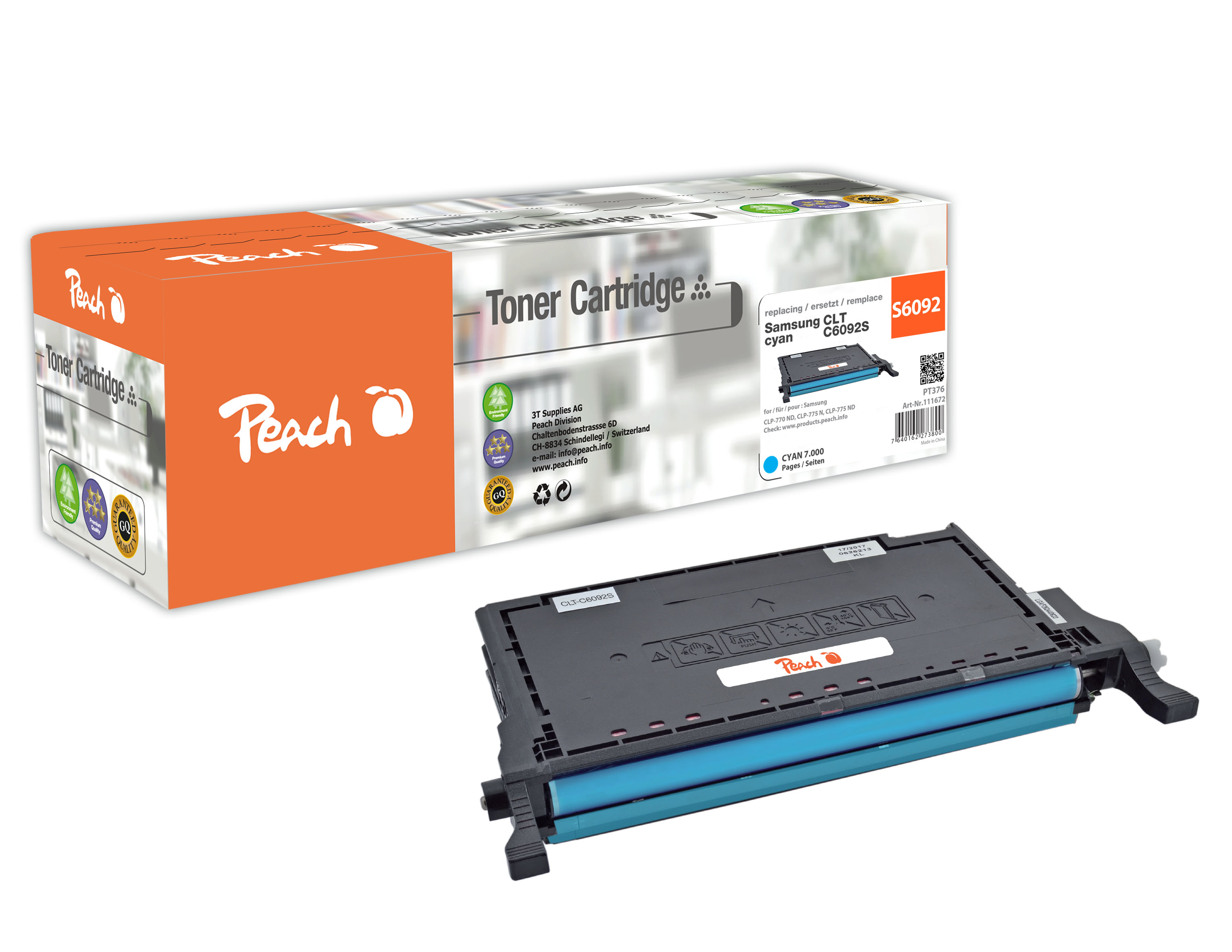 Peach  Toner Module cyan, compatible avec
ID-Fabricant: CLT-C6092S/ELS, SU082A Samsung CLP-775 N