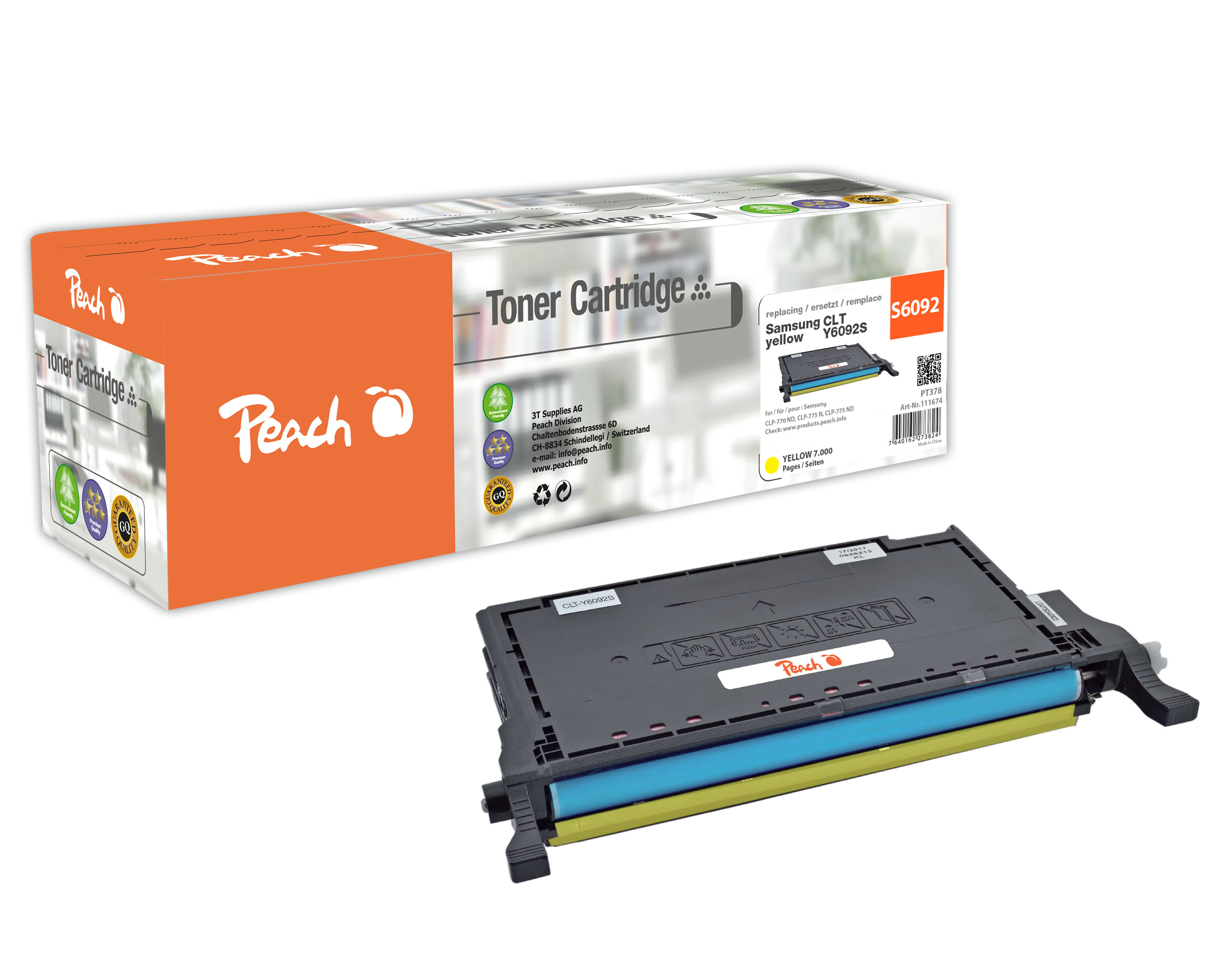 Peach  Toner Module jaune, compatible avec
ID-Fabricant: CLT-Y6092S/ELS, SU559A Samsung CLP-775 N