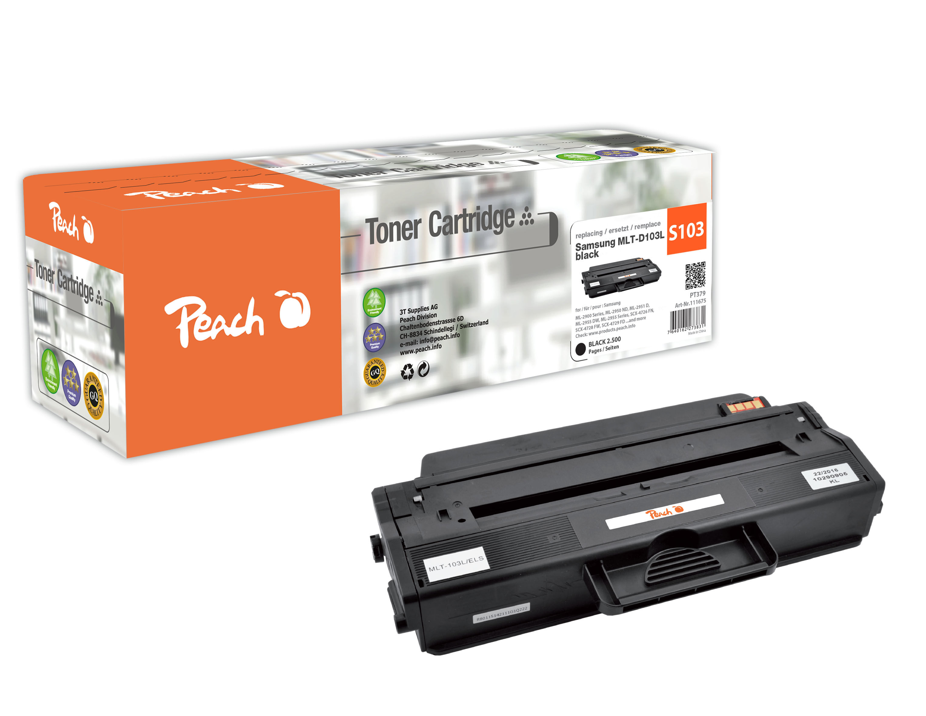 Peach  Toner Module noire, compatible avec
ID-Fabricant: MLT-D103L Samsung SCX-4705 FN