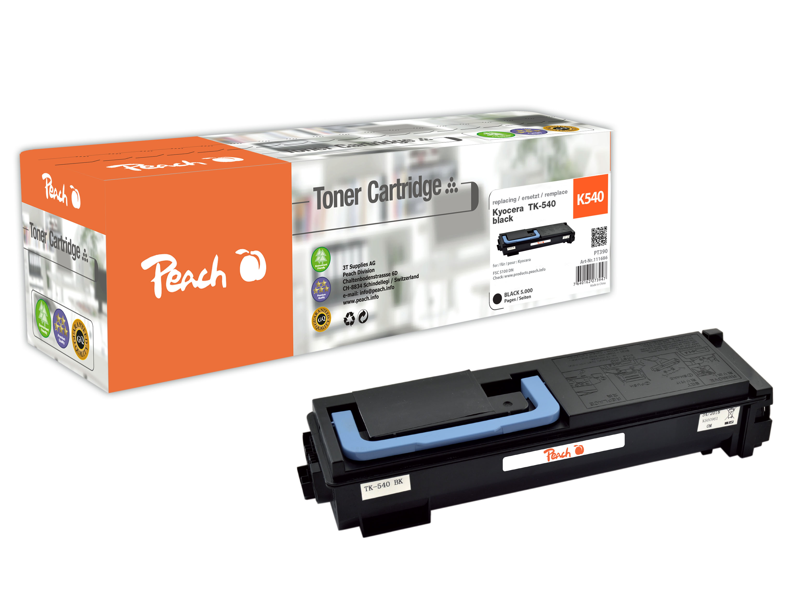 Peach  Toner Module noire, compatible avec
ID-Fabricant: TK-540K Kyocera FSC 5100 DN