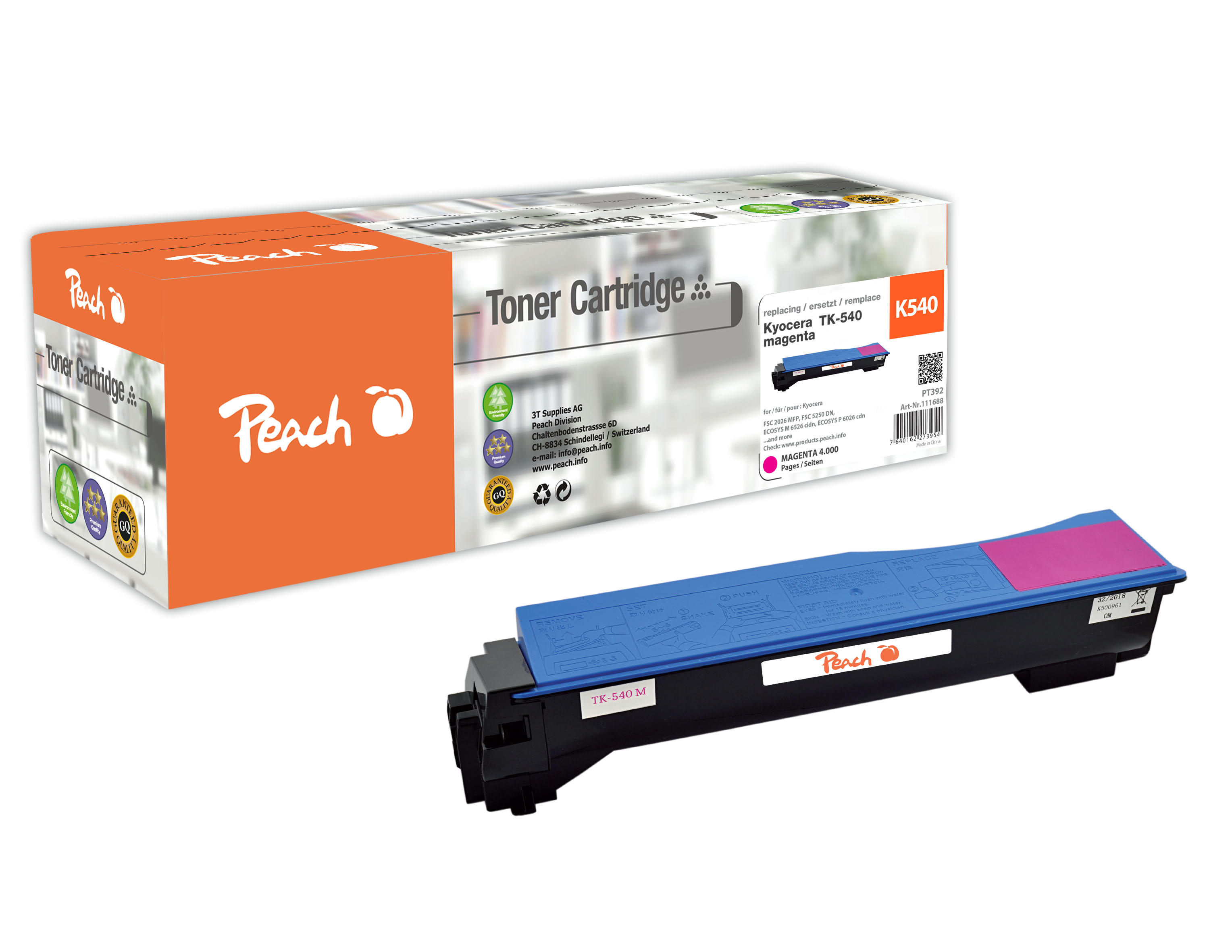 Peach  Toner Module magenta, compatible avec
ID-Fabricant: TK-540M Kyocera FSC 5100 DN