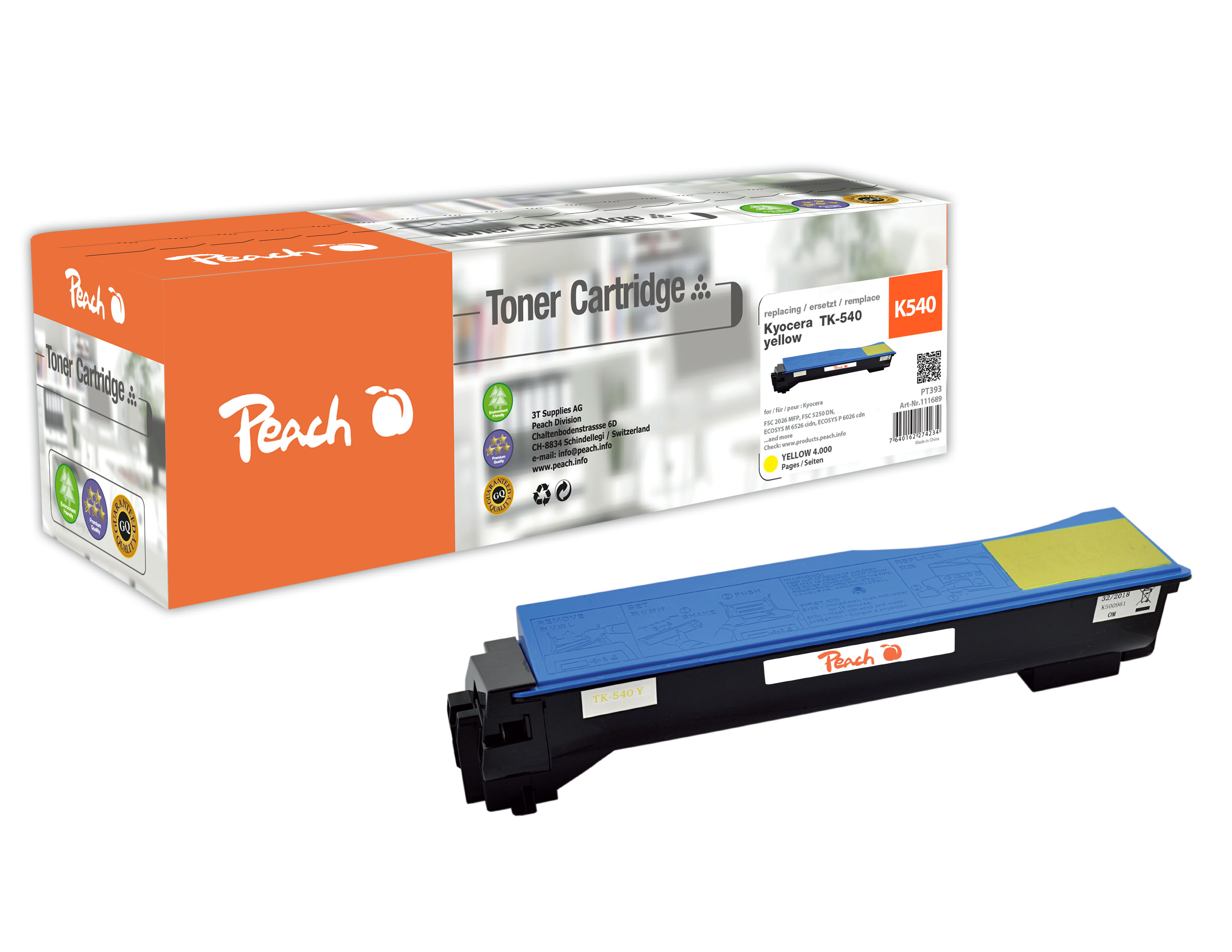Peach  Toner Module jaune, compatible avec
ID-Fabricant: TK-540Y Kyocera FSC 5100 DN