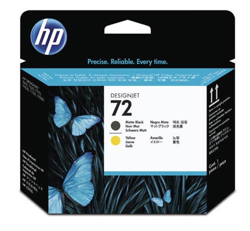 Original Tête d'impression originale noire mate/jaune HP DesignJet T 610 44 Inch