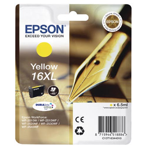 Original Cartouche d'encre jaune originale, XL
ID-Fabricant: No. 16XL y, C13T16344010 Epson WorkForce WF-2520 NF