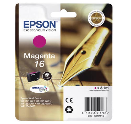 Original Cartouche d'encre magenta originale
ID-Fabricant: No. 16 m, C13T16234010 Epson WorkForce WF-2520 NF