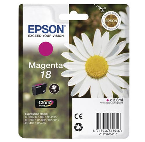 Original Cartouche d'encre magenta originale
ID-Fabricant: No. 18 m, C13T18034010 Epson Expression Home XP-313