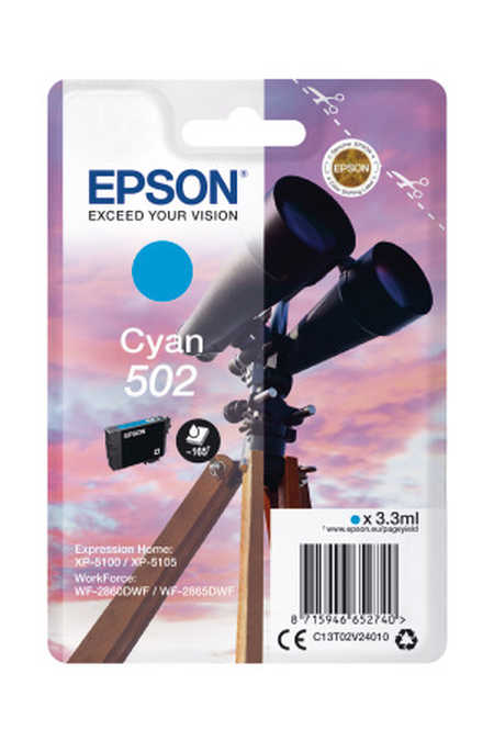 Original Cartouche d'encre cyan originale
ID-Fabricant: No. 502C, C13T02V24010 Epson WorkForce WF-2860 DWF