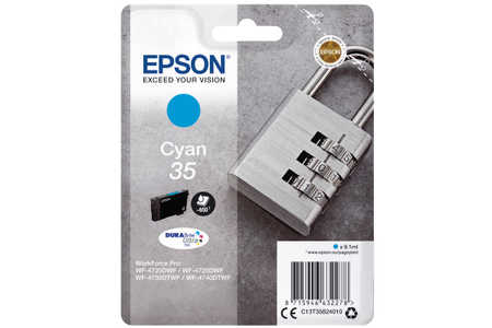 Original Cartouche d'encre cyan originale
ID-Fabricant: T3582, No. 35 c, C13T35824010 Epson WorkForce Pro WF-4725 DWF