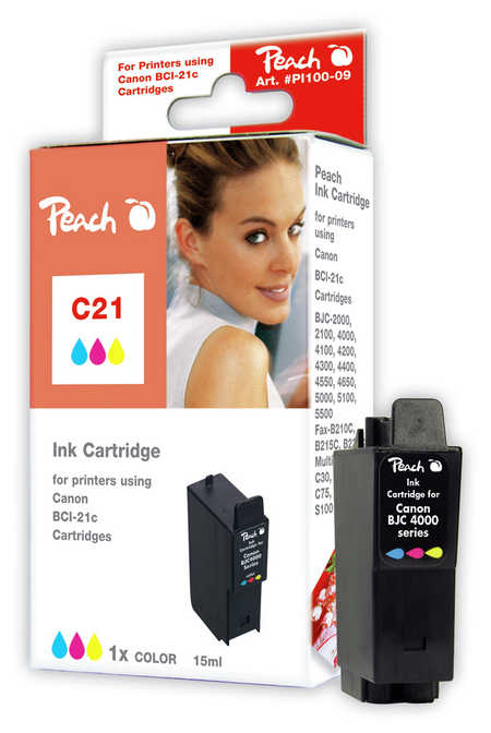 Peach Cartouche d'encre  couleur, compatible avec
ID-Fabricant: BCI-21C, 0955A002 Brother MFCJ 6940 DW