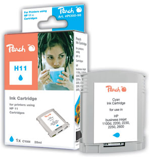 Peach Cartouche d'encre  cyan, compatible avec
ID-Fabricant: No. 11 c, C4836A HP OfficeJet 9120