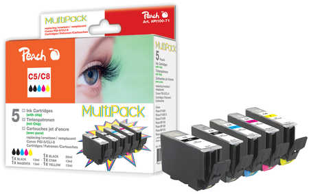 Peach  Multipack avec puce, compatible avec
ID-Fabricant: PGI-5, CLI-8 Canon Pixma IP 4500