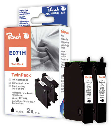 Peach  Pack à deux noire, compatible avec
ID-Fabricant: T0711XL bk*2, C13T07114011 Epson Stylus DX 8450