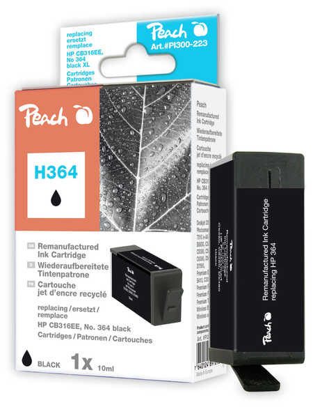 Peach  cartouche d'encre Cartridge noire compatible avec
ID-Fabricant: No. 364 bk, CB316EE HP PhotoSmart Premium TouchSmart Web C 309 n