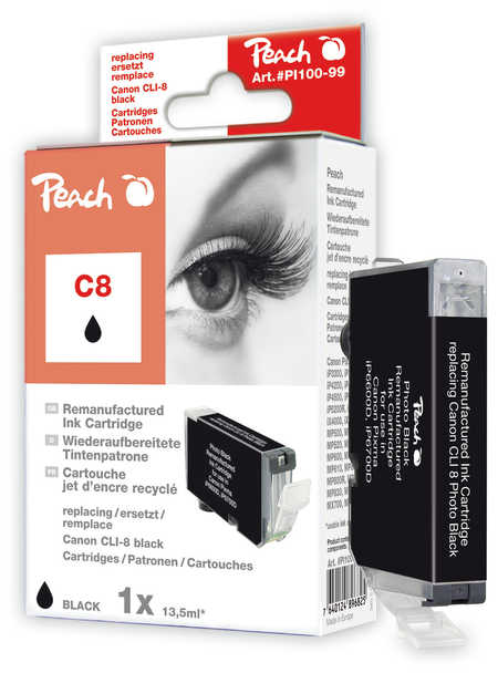 Peach  Ink Cartridge photoblack black, compatible with
ID-Fabricant: CLI-8BK, 0620B001, 0620B029 Canon Pixma IP 6600 D