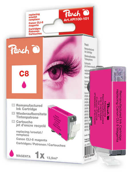Peach Cartouche d'encre  magenta, compatible avec
ID-Fabricant: CLI-8M, 0622B001, 0622B025 Canon Pixma IP 6600 D