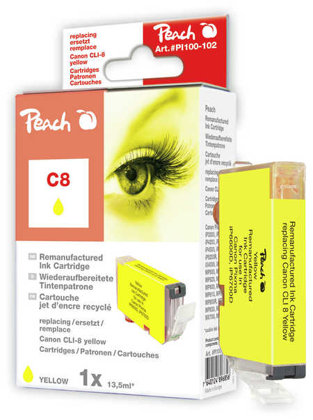 Peach Cartouche d'encre  jaune, compatible avec
ID-Fabricant: CLI-8Y, 0623B001, 0623B026 Canon Pixma IP 6600 D