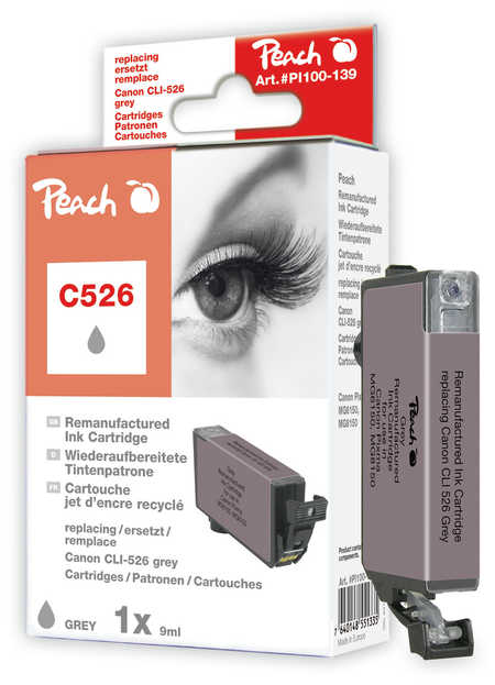 Peach Cartouche d'encre  gris, compatible avec
ID-Fabricant: CLI-526GY, 4544B001 Canon Pixma MG 8240
