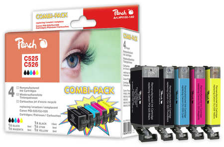 Peach  Multi Pack, compatible avec
ID-Fabricant: PGI-525, CLI-526, 4541B006 Canon Pixma IP 4850