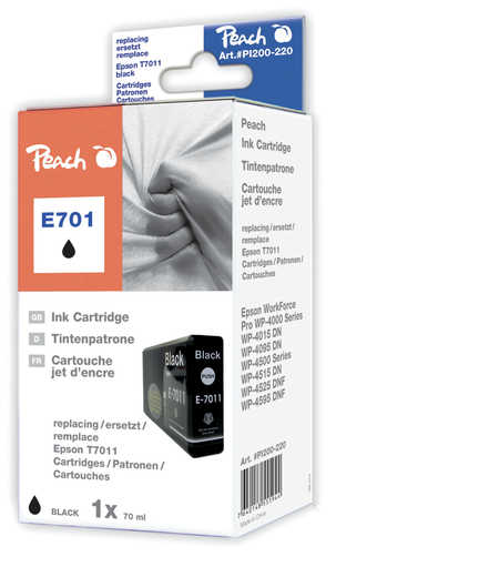 Peach  XL cartouche d'encre noire, compatible avec
ID-Fabricant: T7011 bk, C13T70114010 Epson WorkForce Pro WP-4095 DN