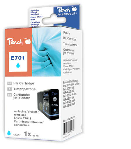 Peach  XL cartouche d'encre cyan, compatible avec
ID-Fabricant: T7012 c, C13T70124010 Epson WorkForce Pro WP-4095 DN