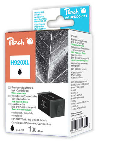 Peach  cartouche d'encre Cartridge noire compatible avec
ID-Fabricant: No. 920XL bk, CD975AE HP OfficeJet 6000