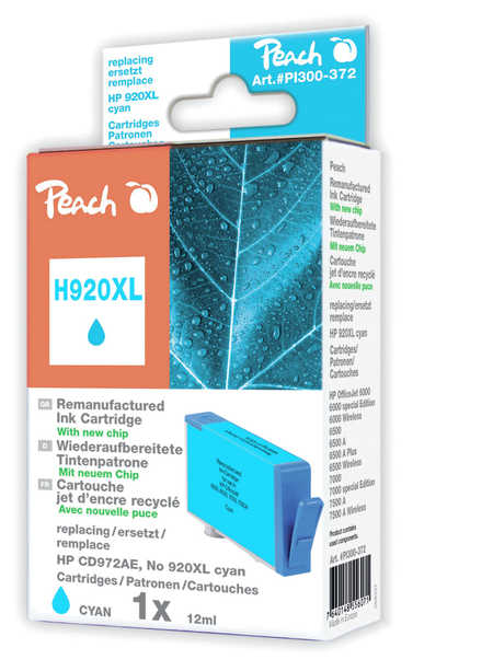 Peach  cartouche d'encre cyan HC compatible avec
ID-Fabricant: No. 920XL c, CD972AE HP OfficeJet 6000
