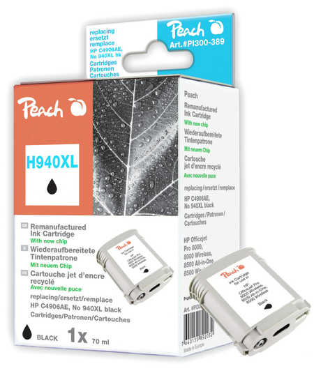 Peach  cartouche d'encre noire HC compatible avec
ID-Fabricant: No. 940XL bk, C4906AE HP OfficeJet Pro 8000
