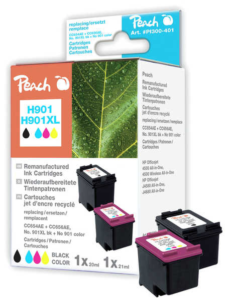 Peach  Multi Pack, compatible avec
ID-Fabricant: No. 901XL, CC654AE, CC656AE HP OfficeJet 4500 Wireless