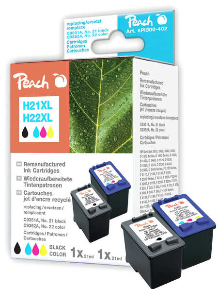 Peach  Multi Pack, compatible avec
ID-Fabricant: No. 21XL, No. 22XL, SD367AE, C9351AE, C9352AE HP OfficeJet 4359