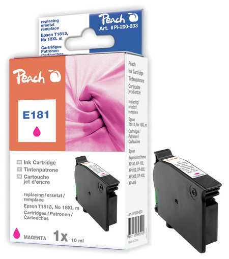 Peach Cartouche d'encre  magenta, compatible avec
ID-Fabricant: No. 18XL m, C13T18134010 Epson Expression Home XP-313