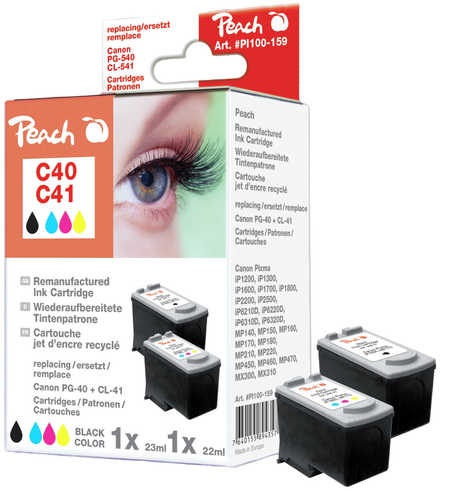 Peach  Multi Pack, compatible avec
ID-Fabricant: PG-40BK, CL-41C, 0615B036 Canon Pixma IP 2500