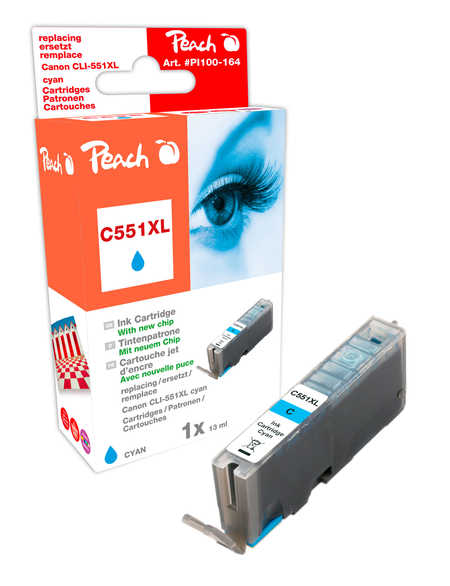 Peach  cartouche d'encre cyan compatible avec
ID-Fabricant: CLI-551XLC, 6444B001 Canon Pixma IP 7240