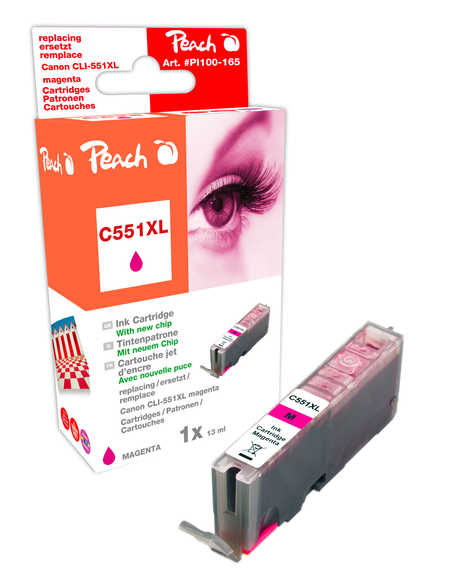 Peach  cartouche d'encre magenta compatible avec
ID-Fabricant: CLI-551XLM, 6445B001 Canon Pixma IP 7240
