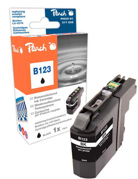 Peach Cartouche d'encre  noir, compatible avec
ID-Fabricant: LC-123BK Brother MFCJ 4310 DW