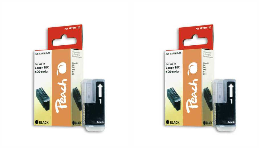 Peach  Twin Pack cartouche d'encre noire, compatible avec
ID-Fabricant: BJI-201BK, 0946A001 Canon BJC 600
