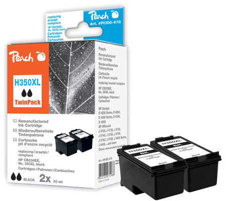 Peach  Double Pack tête d'impression noir, compatible avec
ID-Fabricant: No. 350XL*2, CB336EE*2 HP OfficeJet J 5783