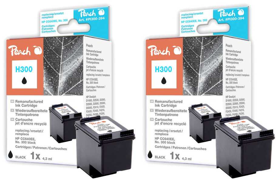 Peach  Double Pack tête d'impression noir, compatible avec
ID-Fabricant: No. 300 bk*2, CC640EE*2 HP OfficeJet 4500 Wireless