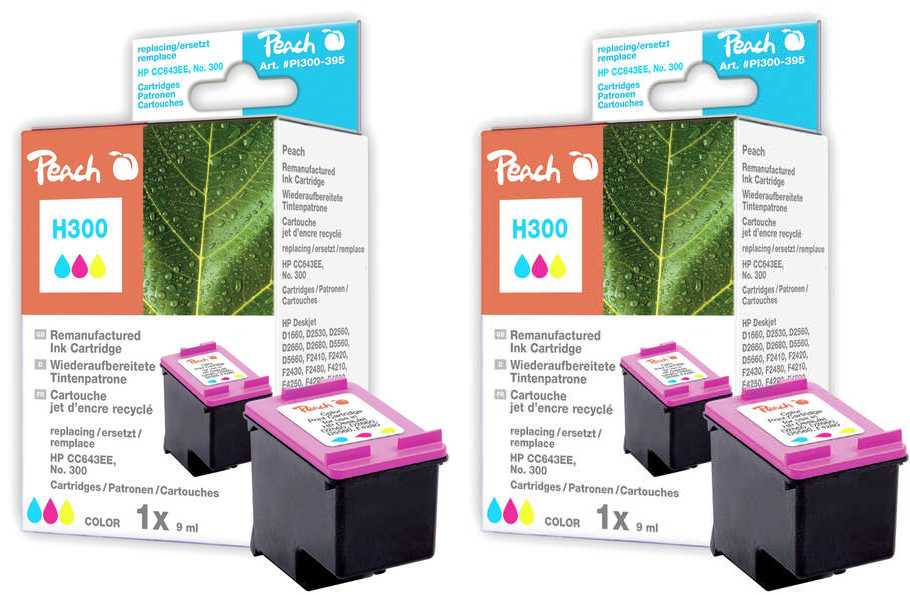 Peach  Double Pack tête d'impression couleur, compatible avec
ID-Fabricant: No. 300 c*2, CC643EE*2 HP DeskJet F 2483