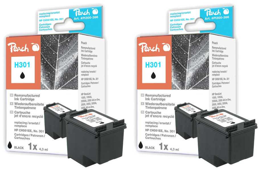 Peach  Double Pack tête d'impression noir, compatible avec
ID-Fabricant: No. 301 bk*2, CH561EE*2 HP DeskJet 2050