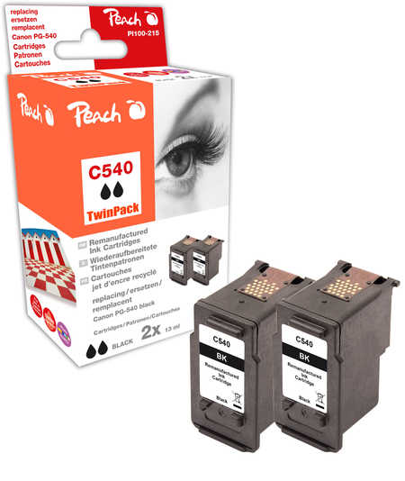 Peach  Double Pack tête d'impression noir, compatible avec
ID-Fabricant: PG-540BK, 5225B005 Canon Pixma TS 5151