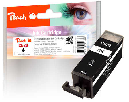 Peach Cartouche d'encre  noir, compatible avec
ID-Fabricant: PGI-520PGBK, 2932B001 Canon Pixma IP 4700