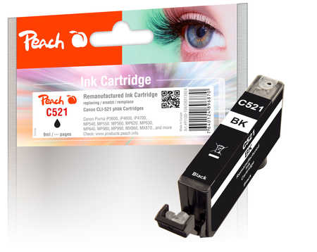 Peach  Ink Cartridge photoblack black, compatible with
ID-Fabricant: CLI-521BK, 2933B001 Canon Pixma IP 4700