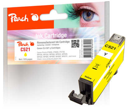Peach Cartouche d'encre  jaune, compatible avec
ID-Fabricant: CLI-521Y, 2936B001 Canon Pixma IP 4700