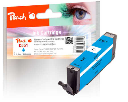 Peach  cartouche d'encre cyan compatible avec
ID-Fabricant: CLI-551C, 6509B001 Canon Pixma IP 7240