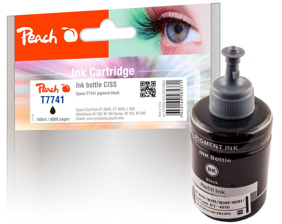 Peach  bouteille d'encre pigm. noir compatible avec
ID-Fabricant: No. 774BK, C13T774140 Epson EcoTank L 655