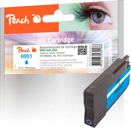 Peach  cartouche d'encre cyan compatible avec
ID-Fabricant: No. 951 c, CN050A HP OfficeJet Pro 8630 e-All-in-One