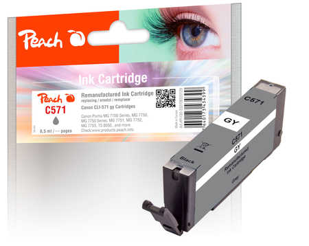 Peach Cartouche d'encre  gris, compatible avec
ID-Fabricant: CLI-571GY, 0389C001 Canon Pixma TS 8052