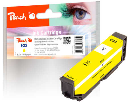 Peach Cartouche d'encre  jaune, compatible avec
ID-Fabricant: T3344, No. 33 y, C13T33444010 Epson Expression Premium XP-7100