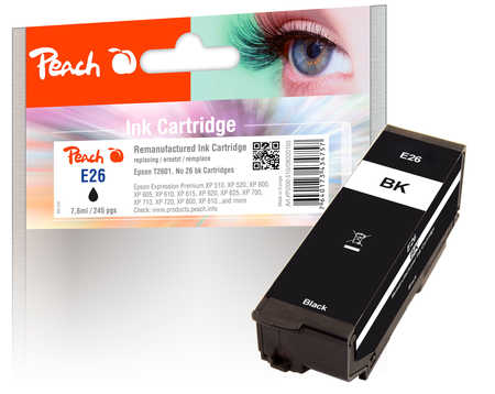 Peach Cartouche d'encre  noir, compatible avec
ID-Fabricant: No. 26 bk, C13T26014010 Epson Expression Premium XP-820
