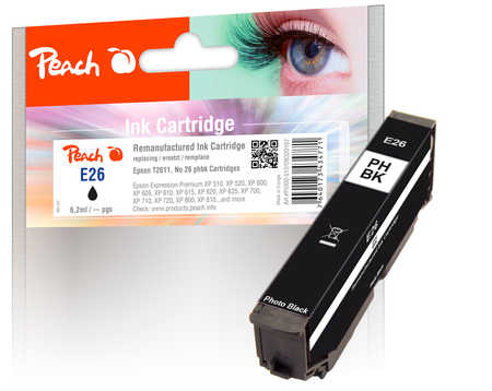 Peach  Ink Cartridge photoblack black, compatible with
ID-Fabricant: No. 26 phbk, C13T26114010 Epson Expression Premium XP-820